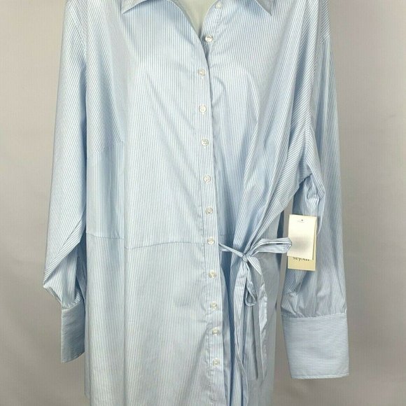 Sejour Tops - Sejour Asymmetrical Button Front Shirt 20W Stripe